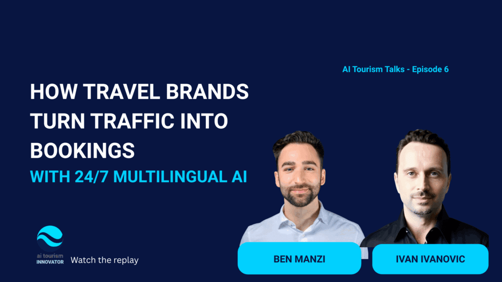 Cover image of LinkedIn Live episode featuring Benjamin Manzi discussing AI in travel tech and guest experience with Ivan Ivanovic